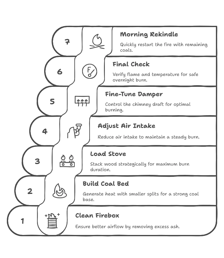 Light a Wood Stove for Overnight Burn Steps