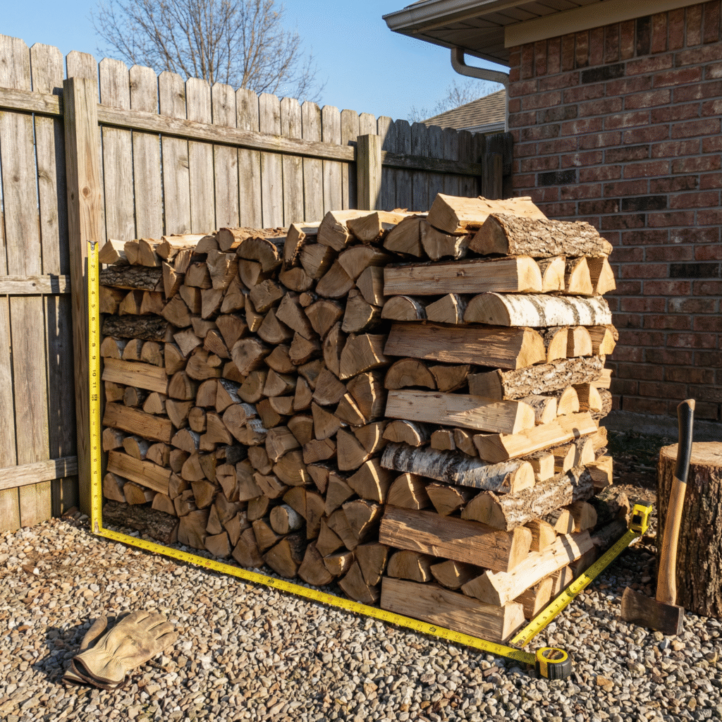  full cord of wood measurement diagram showing dimensions