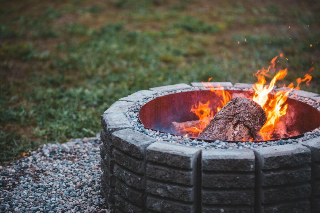 fire pit setup Installation for small backyard 