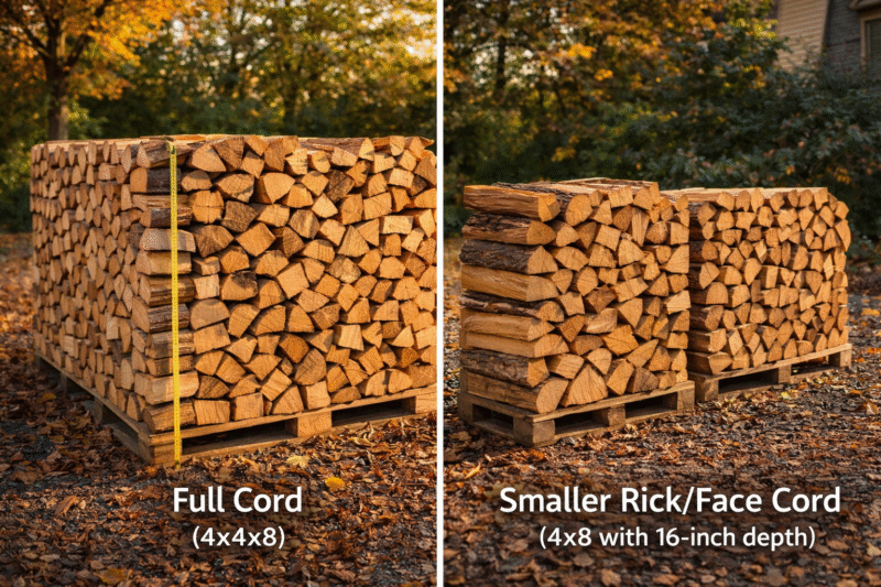 rick of wood vs cord of wood comparison