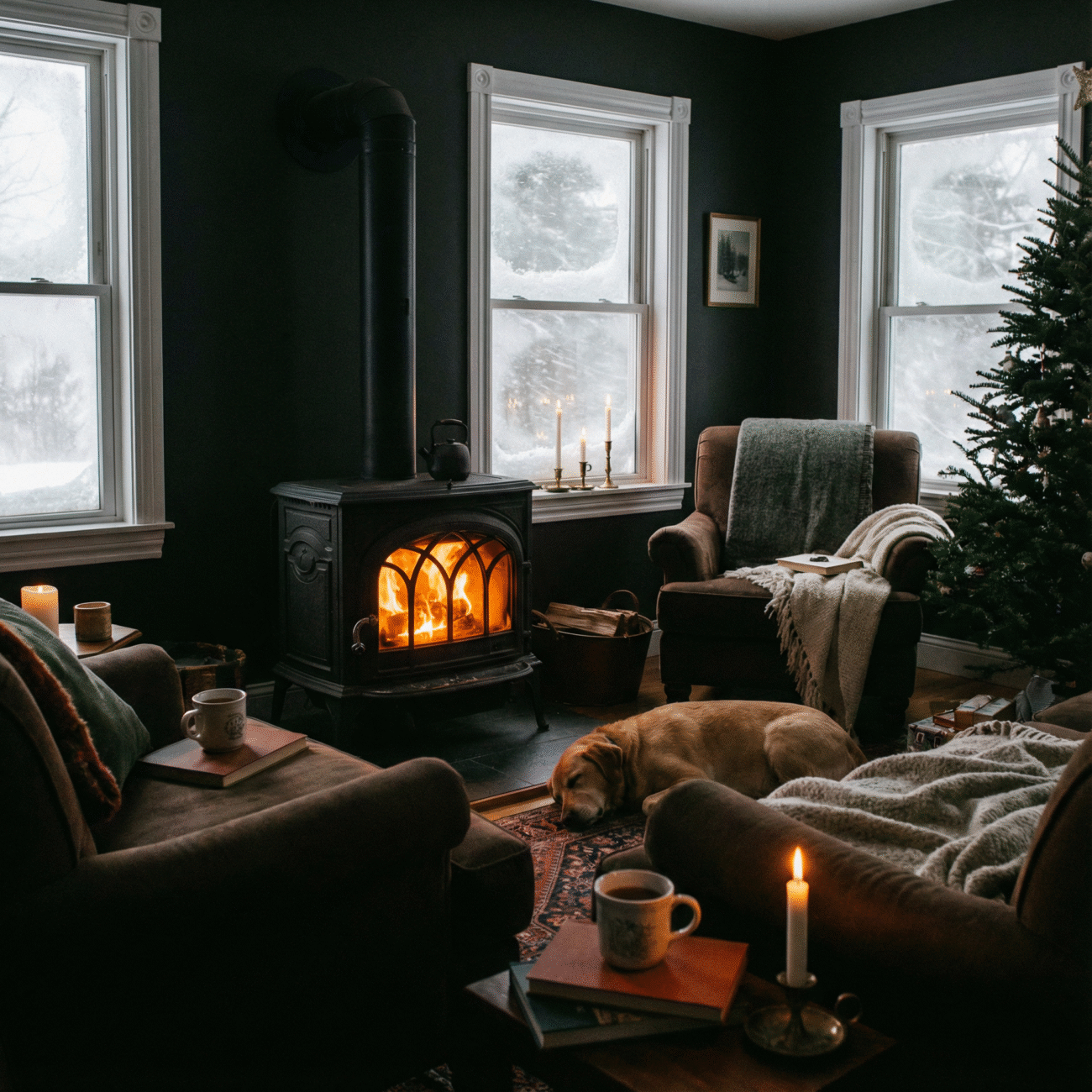 winter power outage wood stove